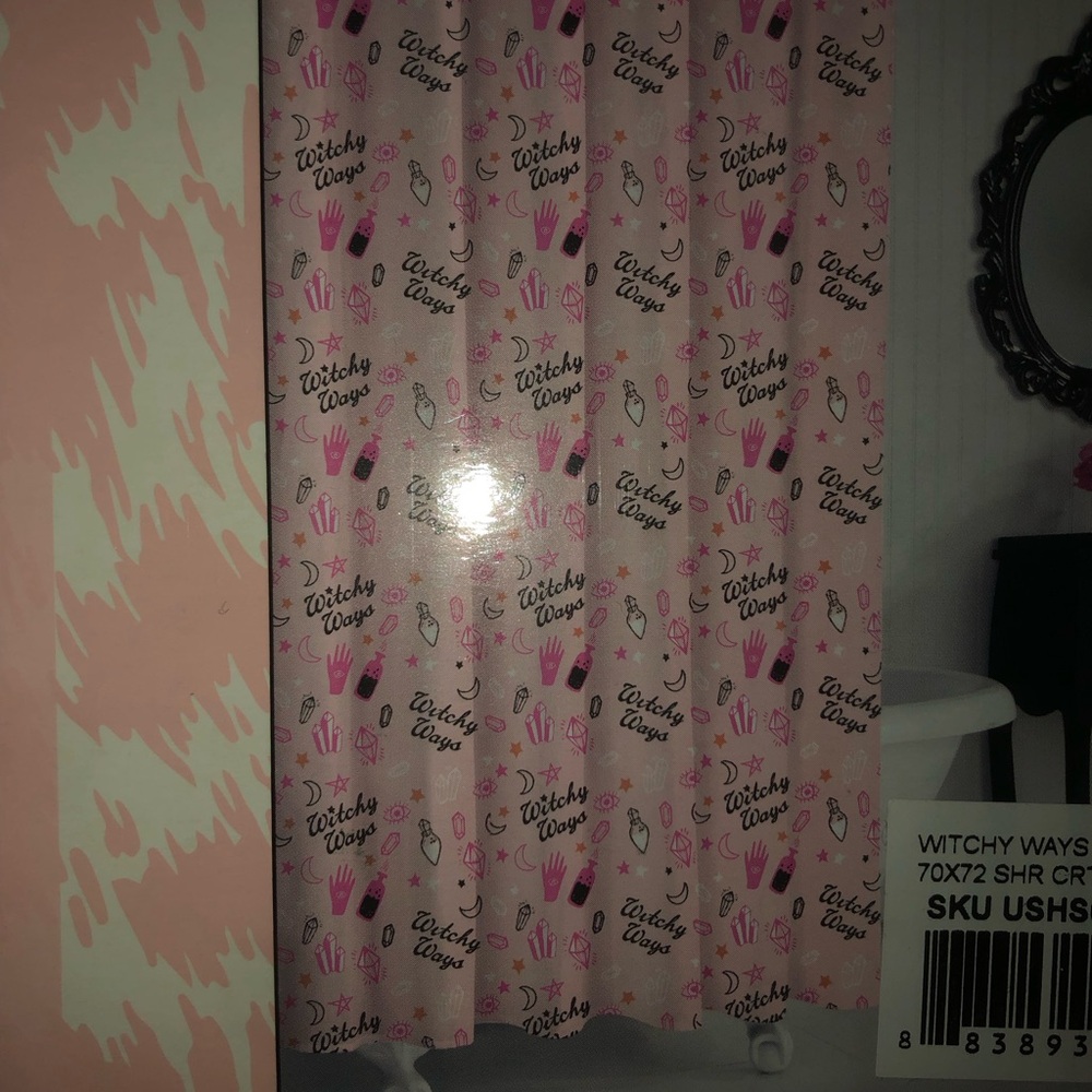 🧹 Betsey Johnson - Pink Witchy Ways shower curtain